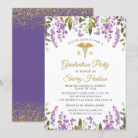 Lavendel Lila Floral Gold RN Abschluss Pflege