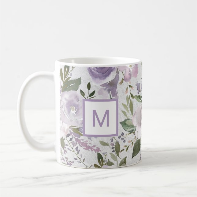 Lavendel Lila Floral Rose Kaffeetasse (Links)