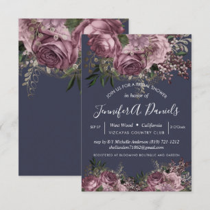Lavendel Lila florale Rose Brautparty Einladung
