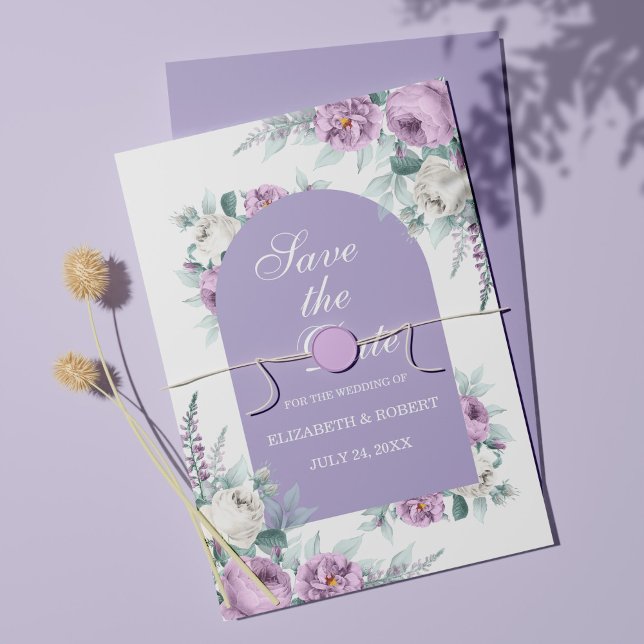 Lavendel Lila florale Save the Date Karte (Von Creator hochgeladen)