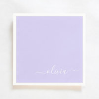 Lavendel Lila Girly Script Monogram Name Modern