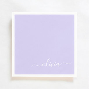 Lavendel Lila Girly Script Monogram Name Modern Serviette