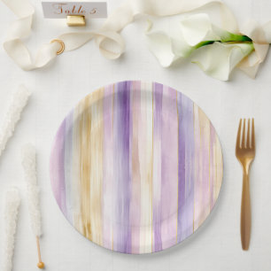 Lavendel Lila Gold Streifen Junggesellinnenabschie Pappteller