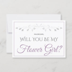 Lavendel Lila & gray Be My Flower Girl Card Karte