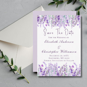 Lavendel Lila Grün Floral Wasserfarbe Elegant Save The Date