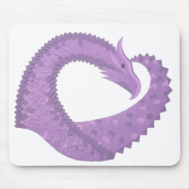 Lavendel lila Herzdrache auf Weiß Mousepad (Vorne)