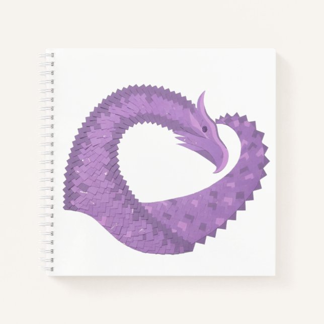 Lavendel lila Herzdrache auf Weiß Notizbuch (Vorderseite)