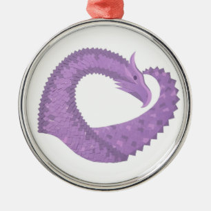 Lavendel lila Herzdrache auf Weiß Ornament Aus Metall