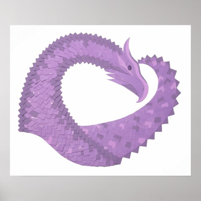Lavendel lila Herzdrache auf Weiß Poster (Vorne)