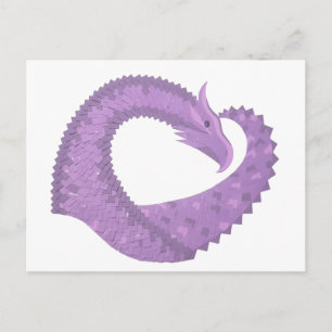 Lavendel lila Herzdrache auf Weiß Postkarte