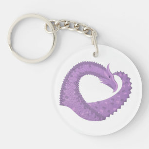 Lavendel lila Herzdrache auf Weiß Schlüsselanhänger