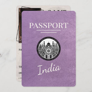 Lavendel Lila India Passport Save the Date