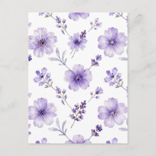 Lavendel-Lila-Leinblumen-Aquarellmuster Postkarte