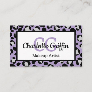 Lavendel Lila Leopard Print Lash & Makeup Artist Visitenkarte