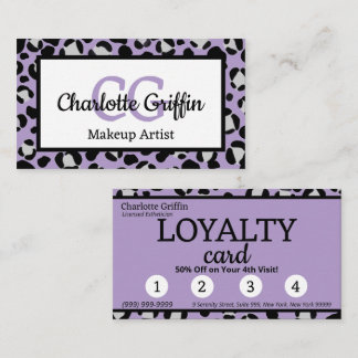 Lavendel Lila Leopard Print Lash Makeuty Visitenkarte