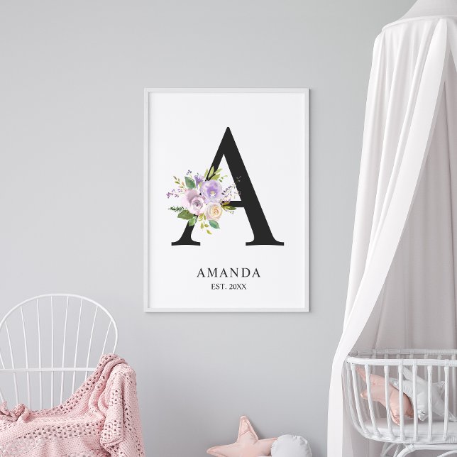 Lavendel Lila Letter 'A' Kinderzimmer Name Wall Ar Poster (Von Creator hochgeladen)