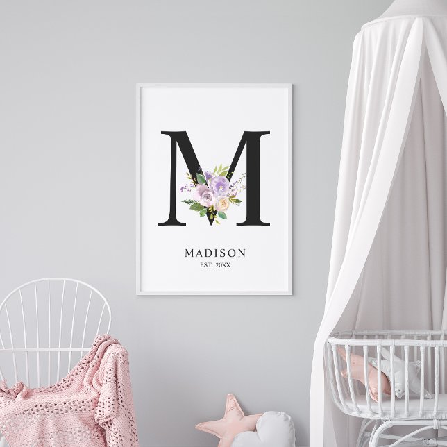 Lavendel Lila Letter 'M' Kinderzimmer Name Wall Ar Poster (Von Creator hochgeladen)