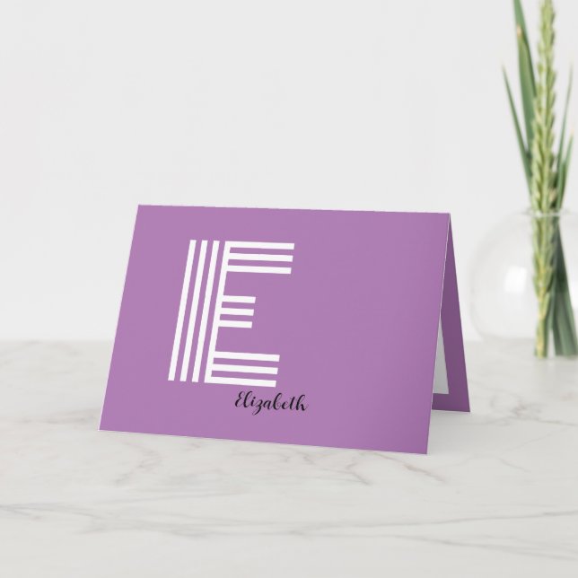 Lavendel Lila Minimalistischer Monogramm-Individue Dankeskarte (Vorderseite)