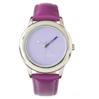 Lavendel Lila Modern Script Girly Monogram Name Armbanduhr