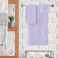 Lavendel Lila Modern Script Girly Monogram Name