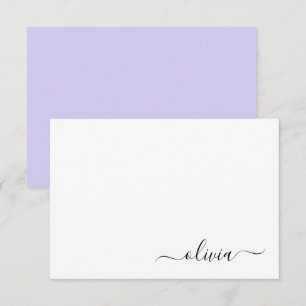 Lavendel Lila Modern Script Girly Monogram Name Dankeskarte