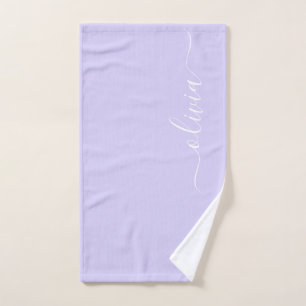 Lavendel Lila Modern Script Girly Monogram Name Handtuch
