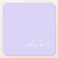Lavendel Lila Modern Script Girly Monogram Name