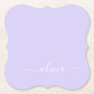 Lavendel Lila Modern Script Girly Monogram Name Untersetzer