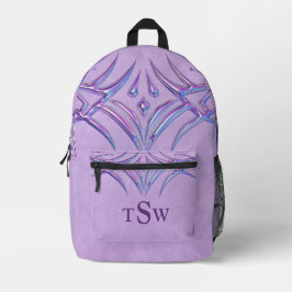 Lavendel Lila Monogramm Drucksäge Nähtasche Bedruckter Rucksack
