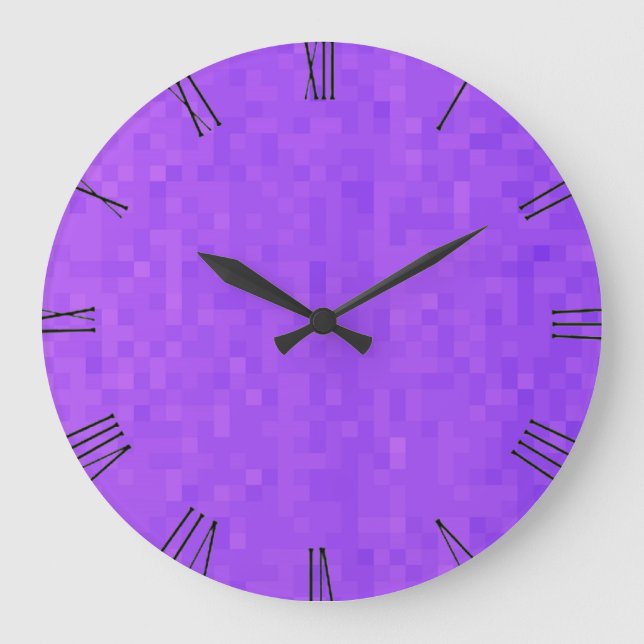 Lavendel Lila Mosaik, Wall-Uhr Große Wanduhr (Vorderseite)