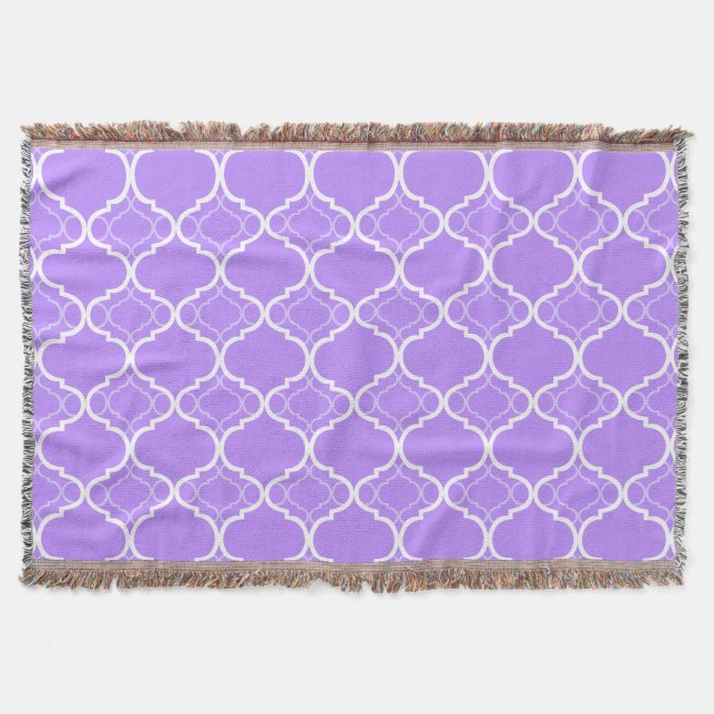 Lavendel lila Quatrefoil geometrisches Muster Decke (Vorderseite)