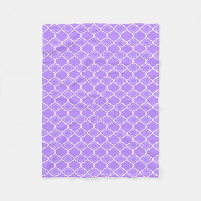 Lavendel lila Quatrefoil geometrisches Muster Fleecedecke (Vorderseite)