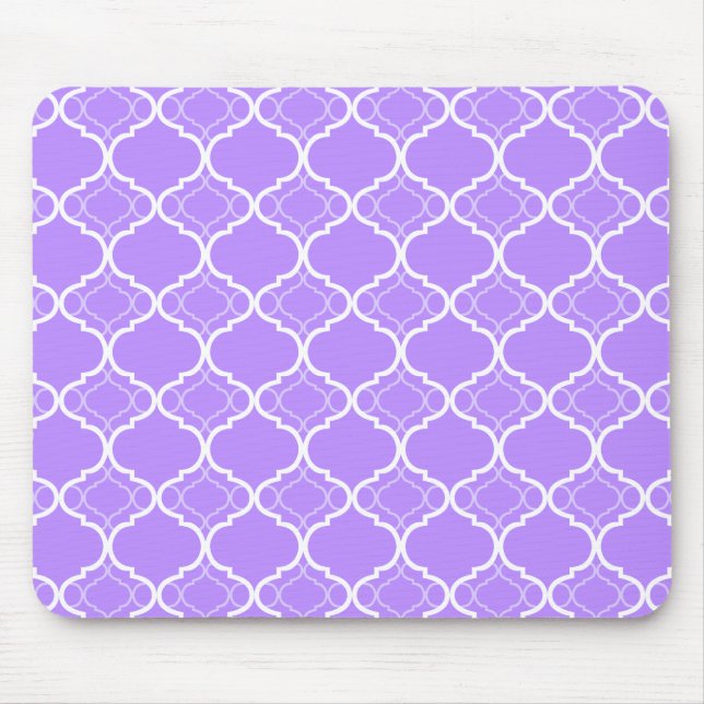 Lavendel lila Quatrefoil geometrisches Muster Mousepad (Vorne)