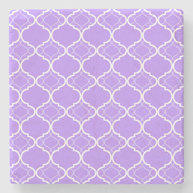 Lavendel lila Quatrefoil geometrisches Muster Steinuntersetzer (Vorderseite)