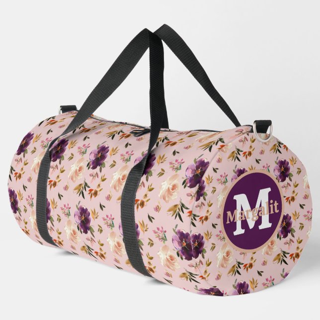 Lavendel Lila rosafarbene Rose Große Duffle Bag (Linke Ecke)