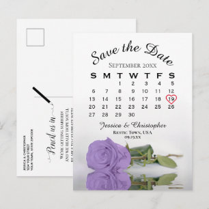 Lavendel Lila Rose Kalender Save the Date Ankündigungspostkarte