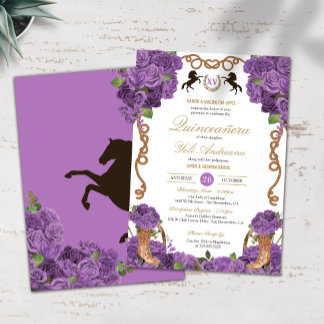 Lavendel Lila Rose Western Charro Quinceanera Einladung