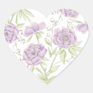 Lavendel Lila Rosen Hochzeit Herz-Aufkleber