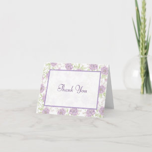 Lavendel-Lila-Rosen-Hochzeits-Dankeskarten Einladung