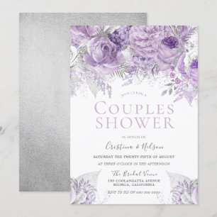 Lavendel Lila Silber Blumen Hochzeit Dusche Einladung