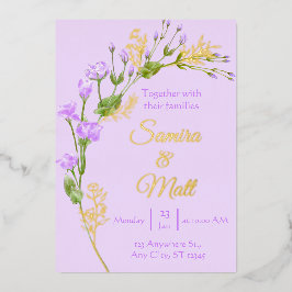 Lavendel Lila Silberfolie Floral Boho Wedding Fo Folieneinladung