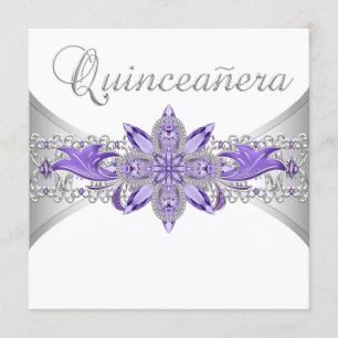 Lavendel lila silberne Quinceanera Einladungen