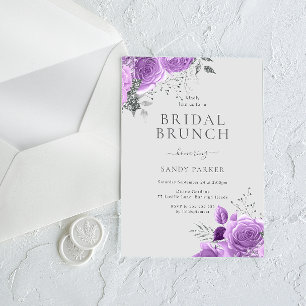 Lavendel Lila & Silver Brautparty Brunch Einladung