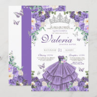 Lavendel Lila Silver Rose Butterfly Quinceanera