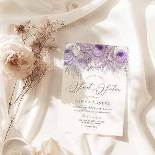 Lavendel Lila Sparkle Blumensüß 16 Party Einladung