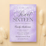 Lavendel Lila Sparkle Sweet 16 Einladung<br><div class="desc">Dieser moderne Lavendel lila,  süße 16-Einladung besticht durch einen trendigen Lichthintergrund und einen eleganten Script-Schriftart. Eine glamouröse Einladung,  dass Sie sich mit den Online-Template-Tools bearbeiten können.</div>