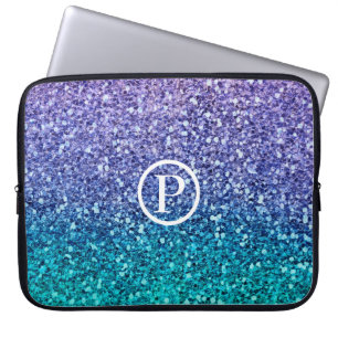 Lavendel Lila & Türkis Grün Funkelnd Glitzernd Laptopschutzhülle