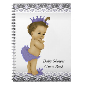 Lavendel-Lila und Grau Baby Shower Gästebuch Notizblock