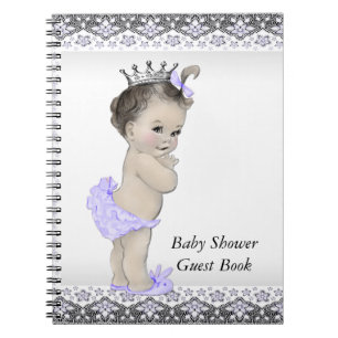Lavendel-Lila und Grau Baby Shower Gästebuch Notizblock