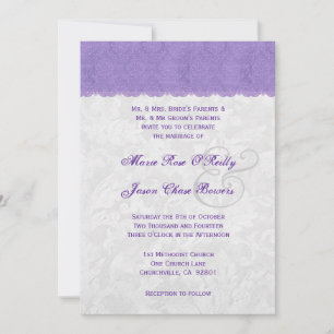 Lavendel Lila und Silver Wedding Template V2 Einladung